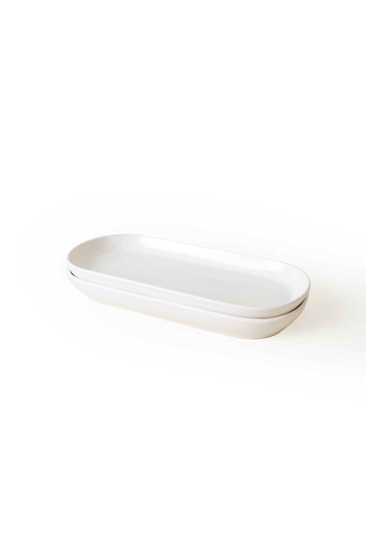 White Noyan Boat-Shaped Plate 28 cm 2 Pieces