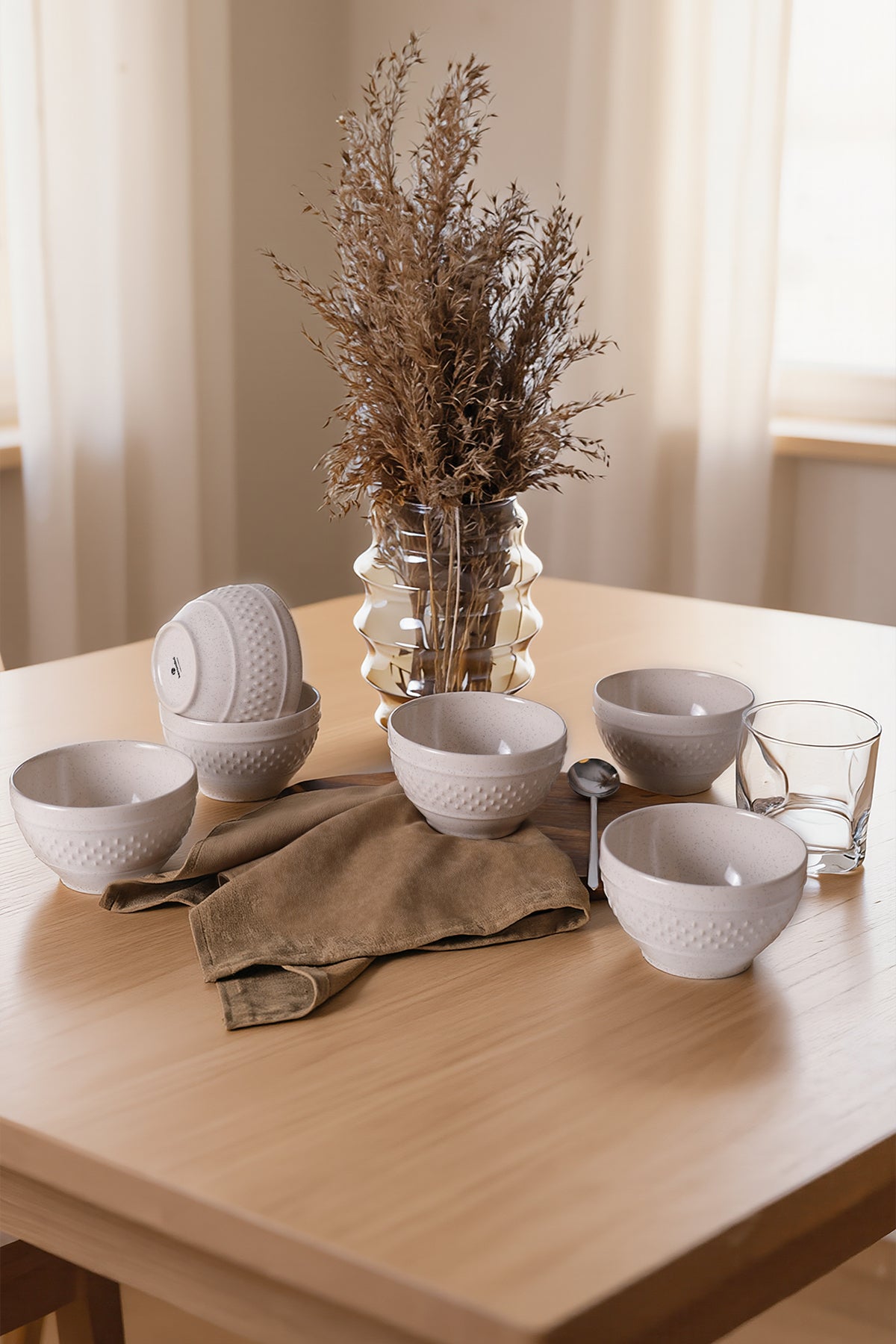Reactive Cream Rice Bowl 11 cm 6 Pieces