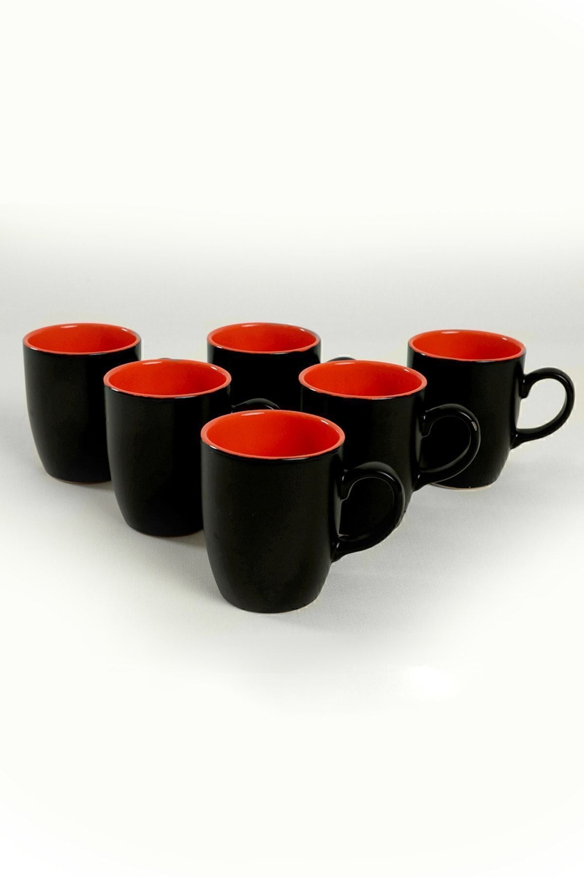 Matte Black/Orange Cloud Mug, 9 cm, 6 Pieces