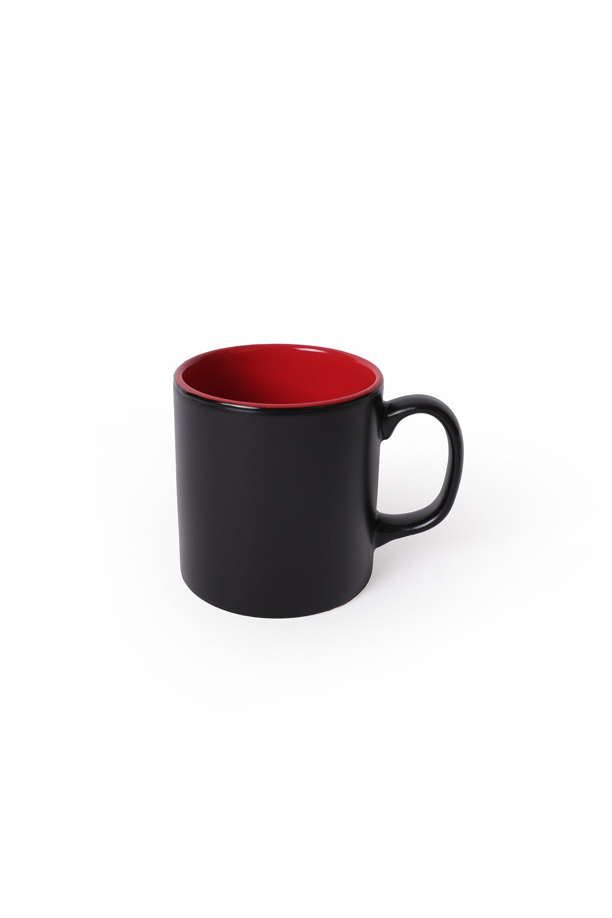 Matte Black / Red Cylindrical Mug, 10 cm, 2 Pieces