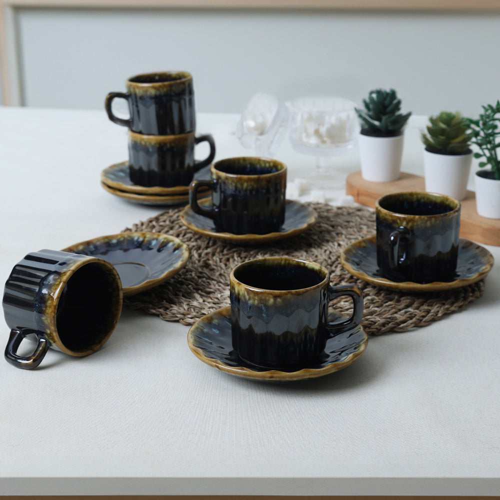 Shizen Black Sirius Tea Set 12 Pieces for 6 People
