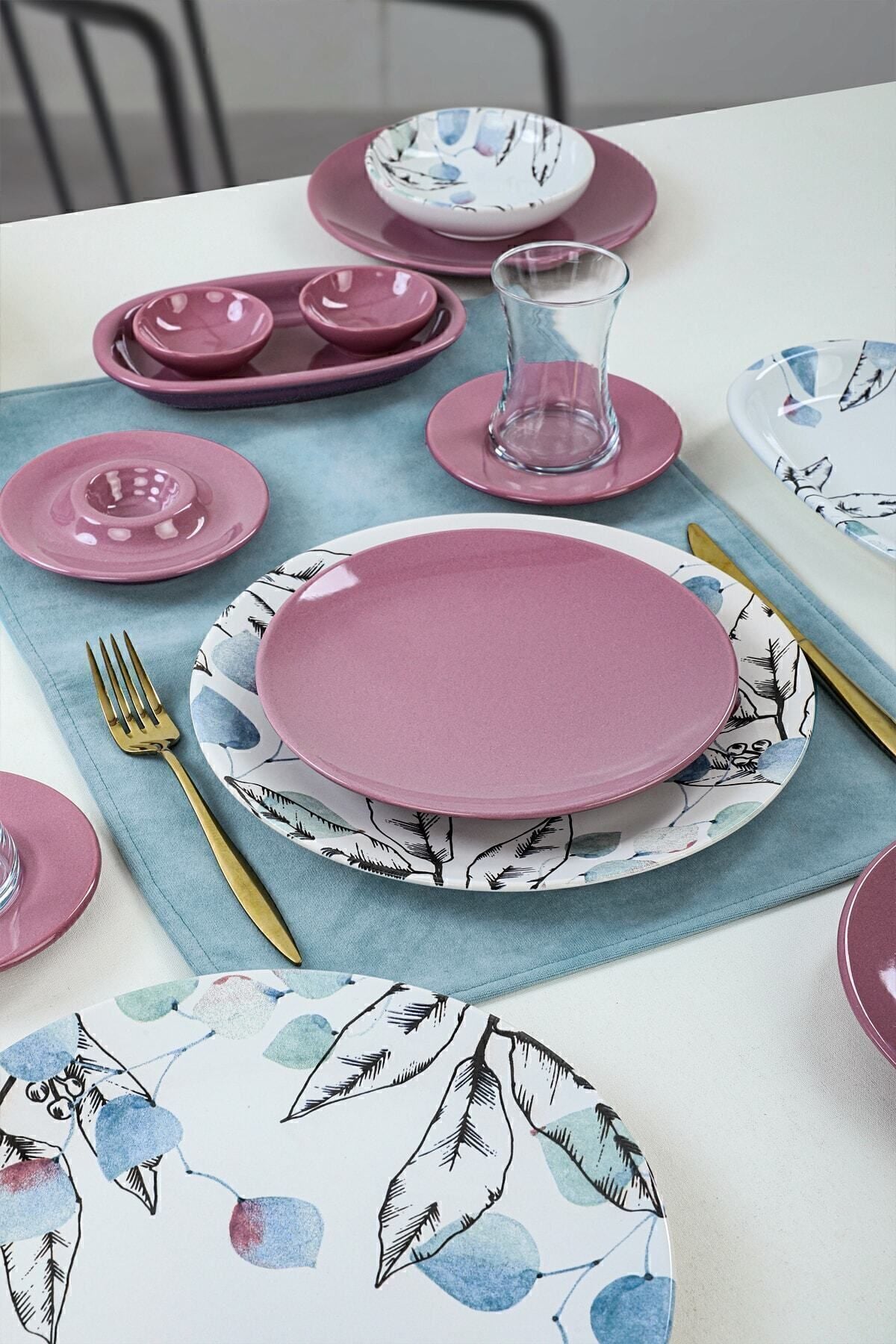 Keraart Blue Spring Breakfast Set, 50 Pieces, for 6 People