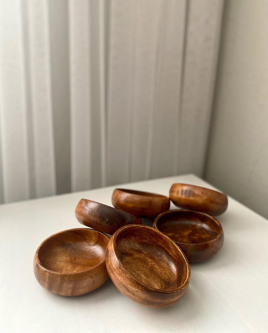 6 Piece Snack Bowls - Dark Wood 9 cm