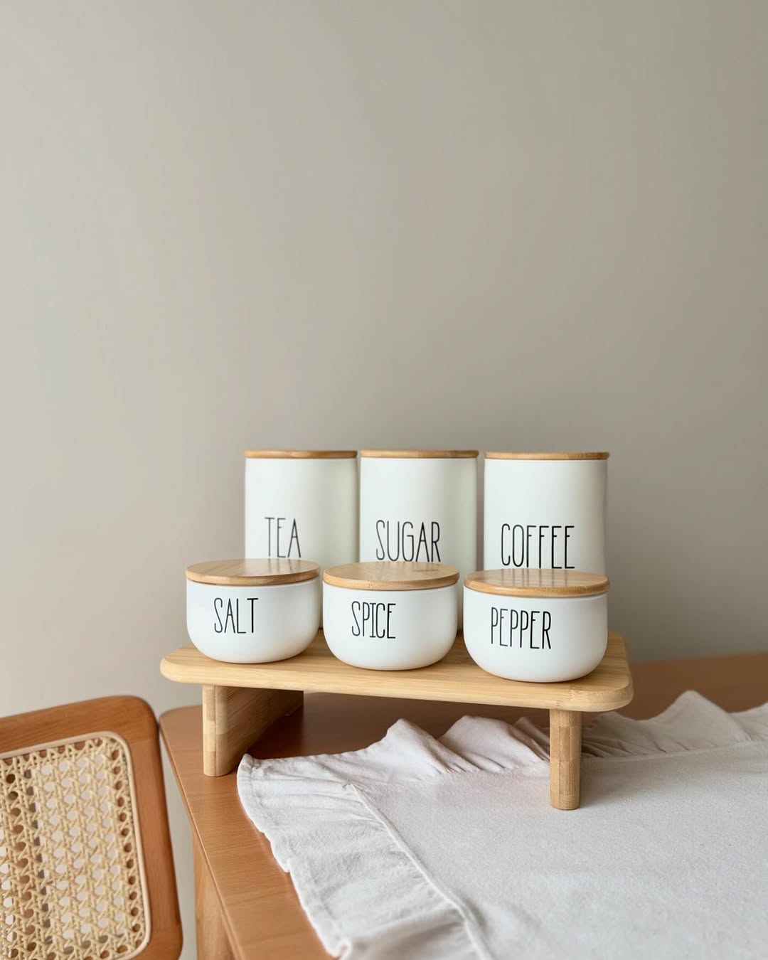 7 Piece Bamboo Jar Set with Stand