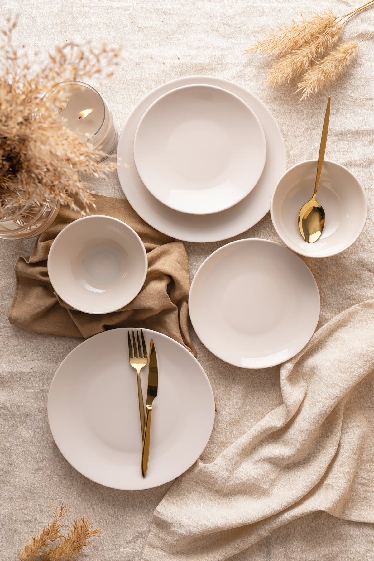 Cream Kera 6-Piece Dinner Set for 2 People