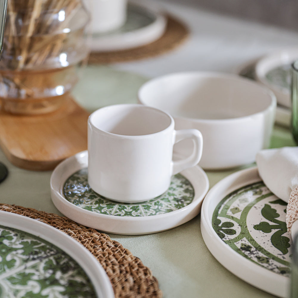 Timeless Green Stackable Dinner/Breakfast Set 20 Pieces for 4 People