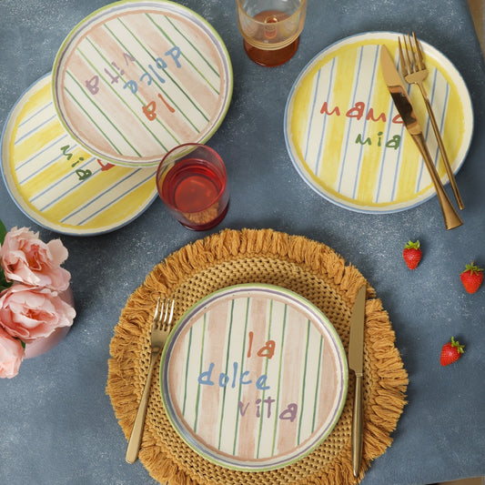 Mama Mia & La Dolce Vita Cake Plate 22 Cm 4 Pieces
