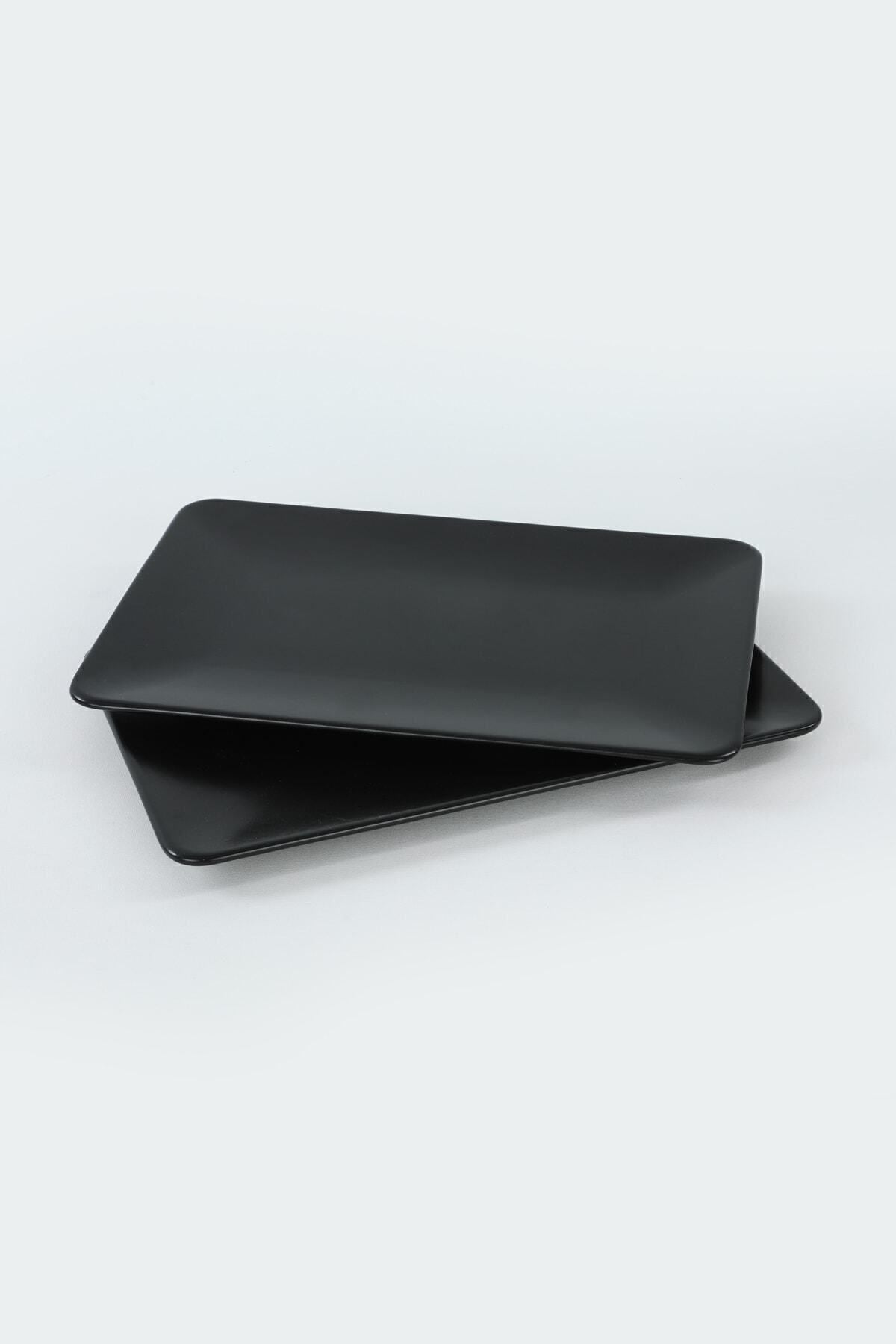 Siera Matte Black Boat-Shaped Plate, 31 cm, 2 Pieces