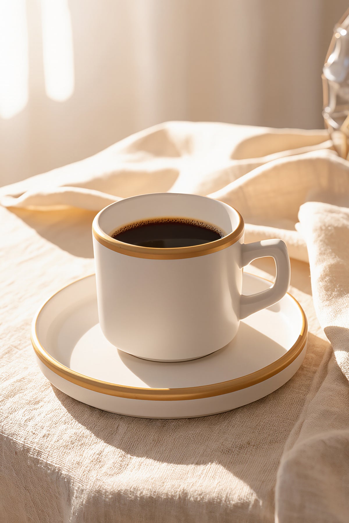 Matte White Gold Mesh Stackable Tea Set, 8 Pieces, for 4 People