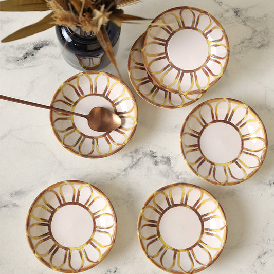Worn Gold Ring Snack Bowl 13 Cm 6 Pieces
