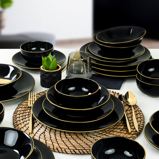 Aegean Black Gold Dinner Set 24 Pieces for 6 People