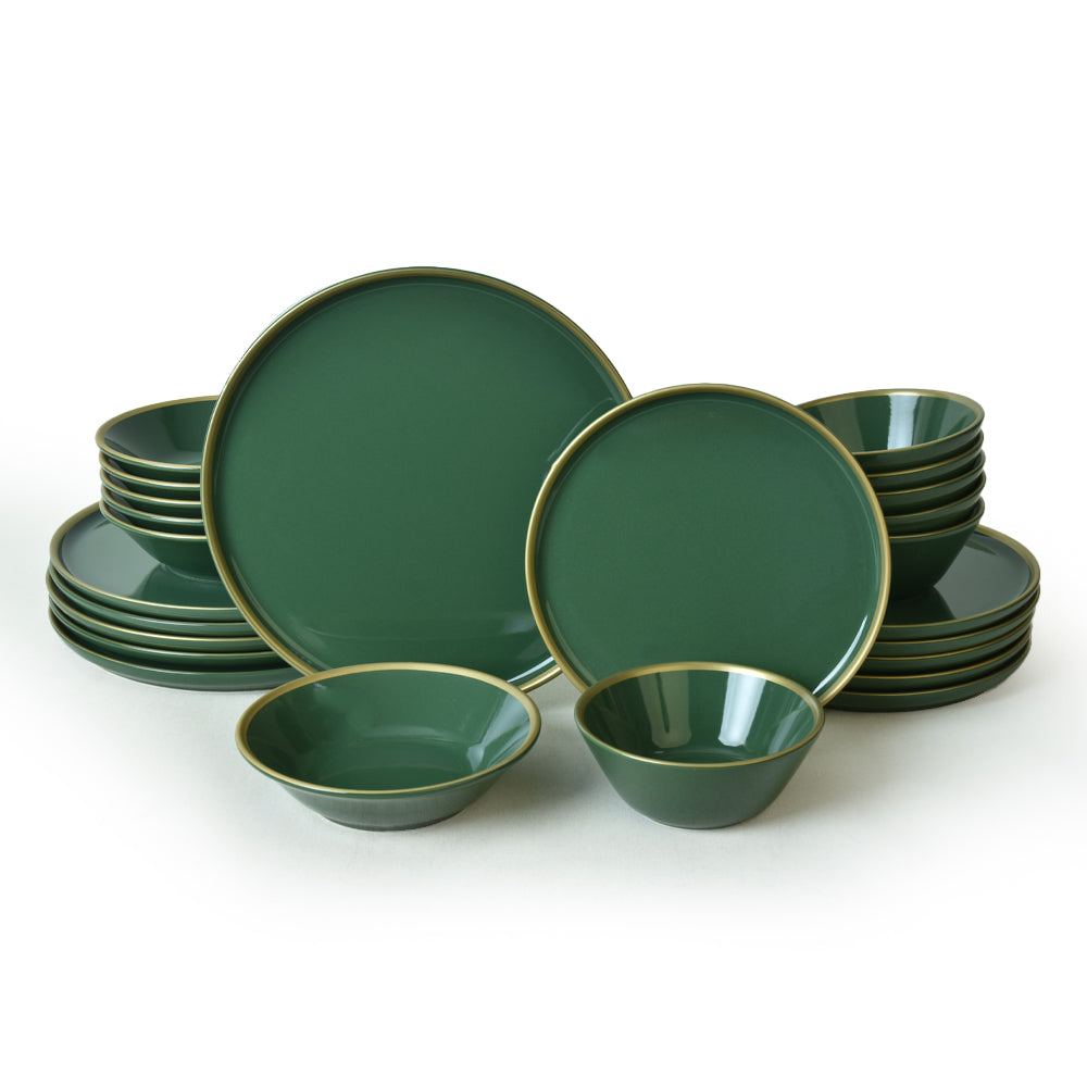 Green Gold Netted Nordic Dining Set 24 Pieces for 6 People