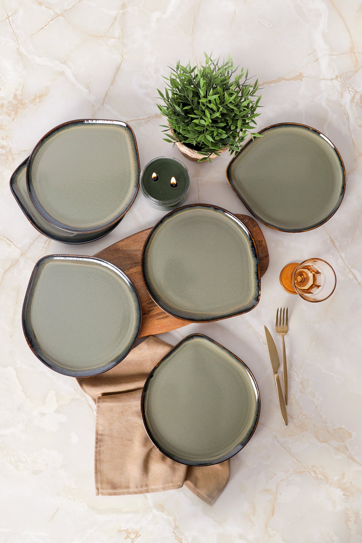Reactive Green Serenity Serving Plate 27 cm 6 Pieces