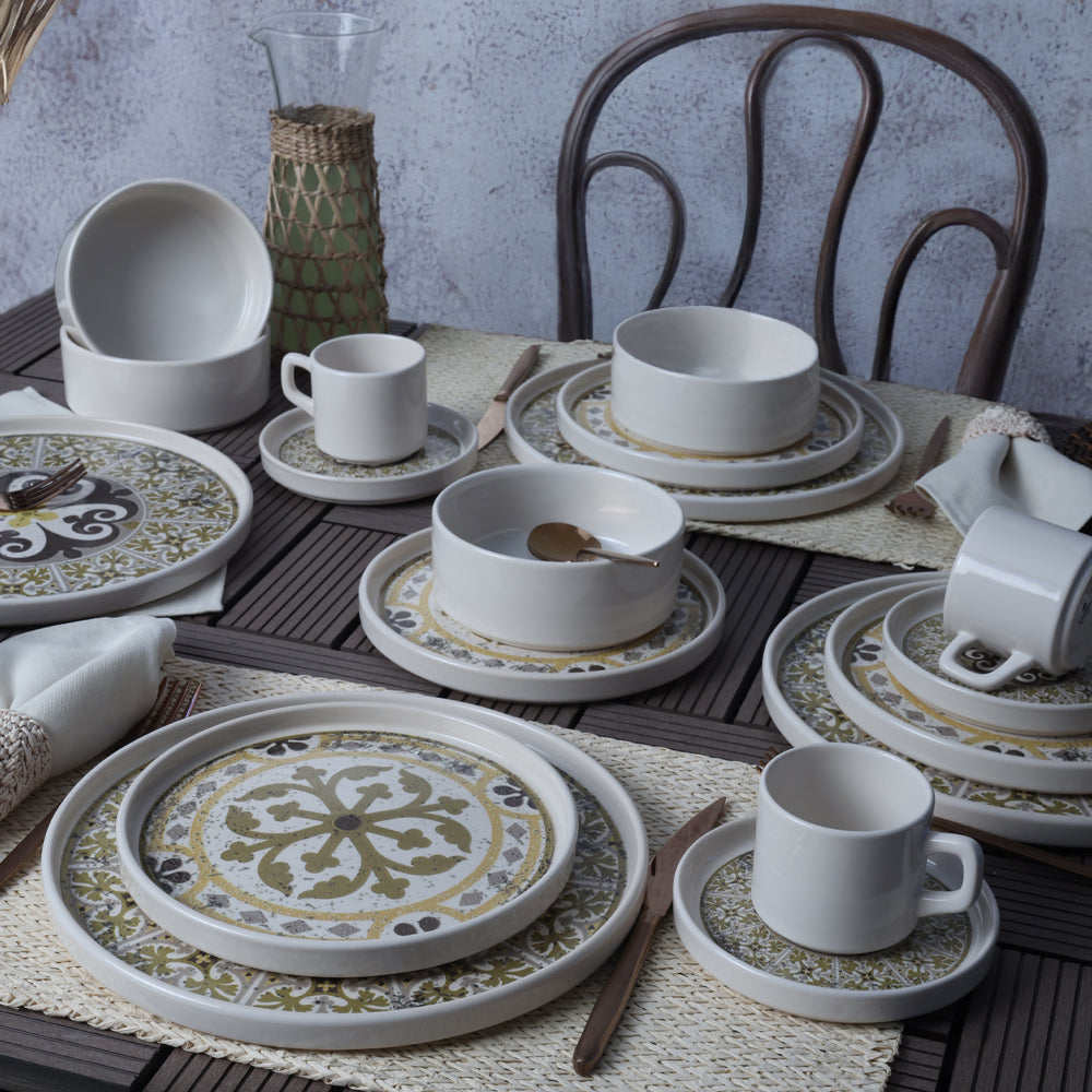 Timeless Brown Stackable Dinner/Breakfast Set 20 Pieces for 4 People