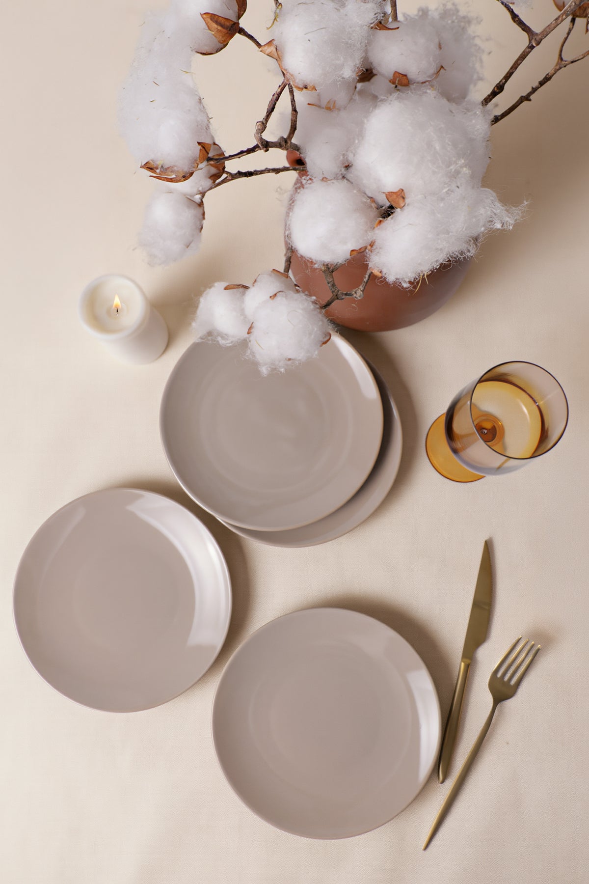 Taupe Aegean Pasta Plate 20 cm 4 Pieces