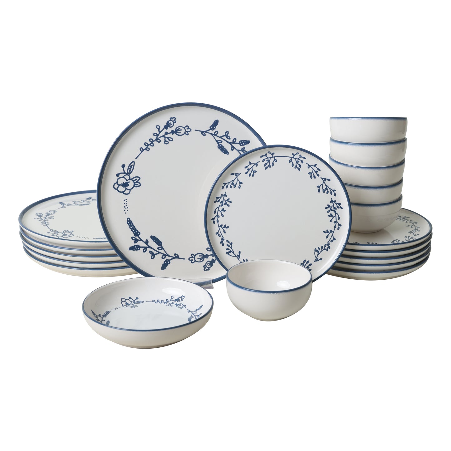 Blue Bloom Dinner Set 24 Pieces 6 Person