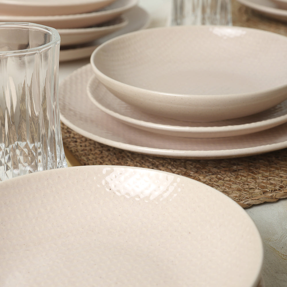 Sand Cream Relief Dinner Set 18 Pieces for 6 People