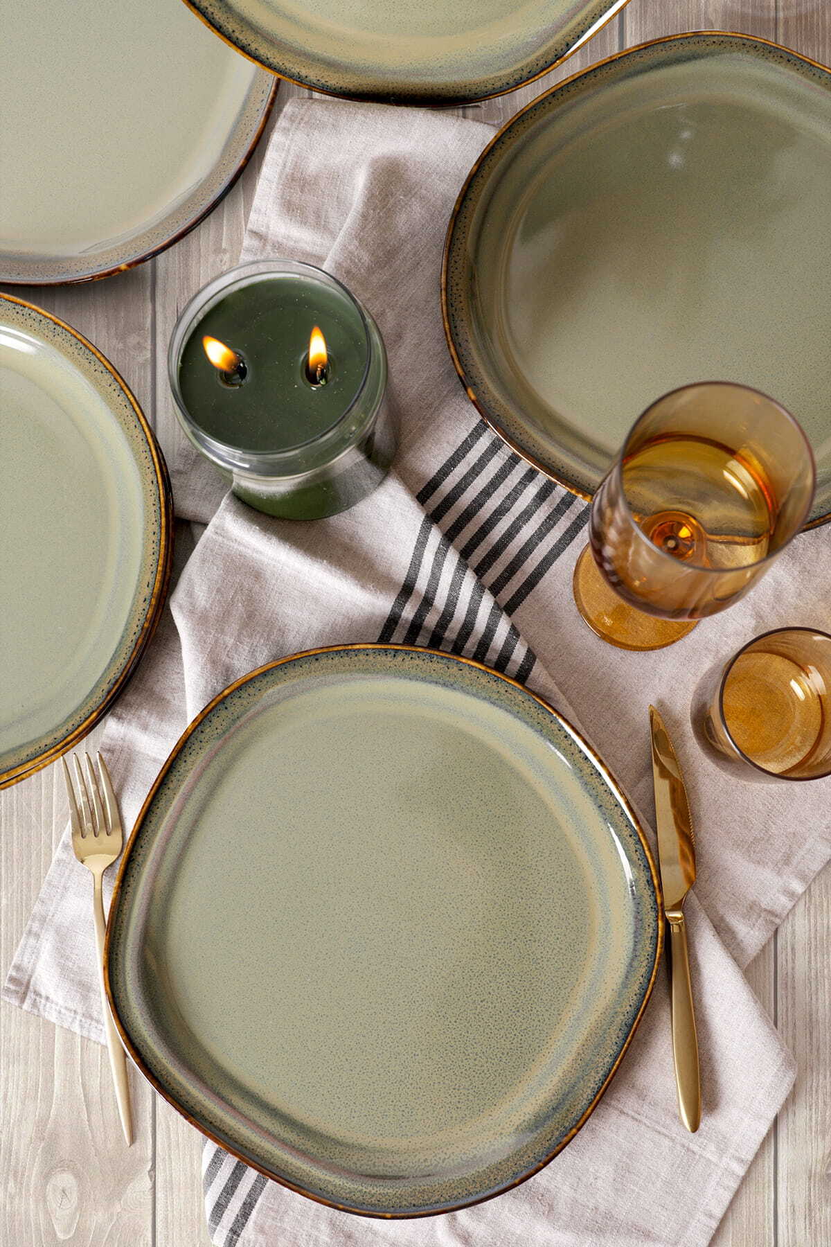 Reactive Green Bloom Serving Plate 29 cm 6 Pieces