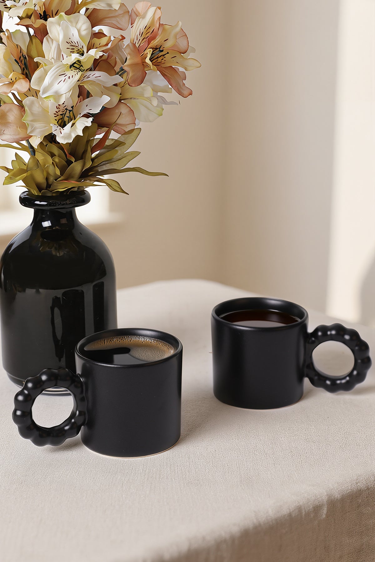 Matte Black Pearl Mug 8 cm 2 Pieces