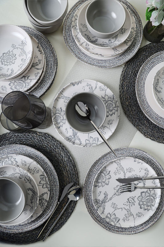 Silver Bloom Dinner Set 24 Pieces for 6 People