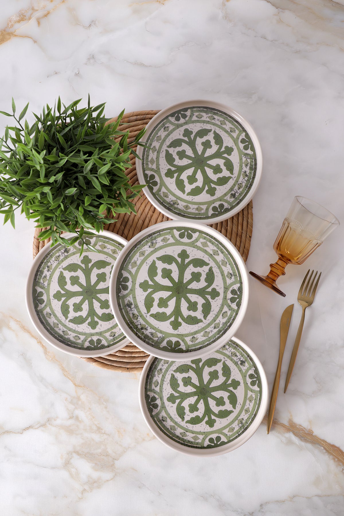 Timeless Green Stackable Pasta Plate 21 cm 4 Pieces