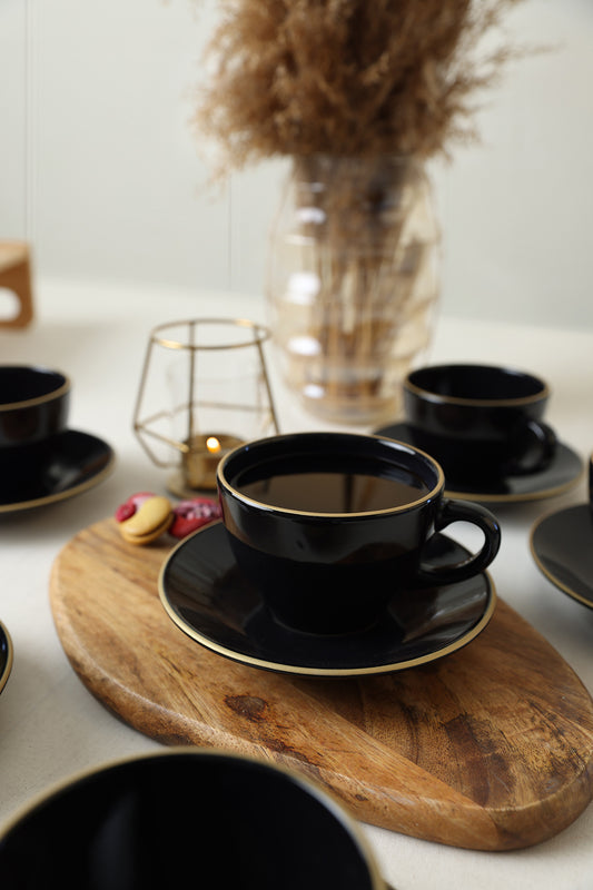 Black Gold Aegean Tea Cappuccino Set 12 Pieces for 6 People
