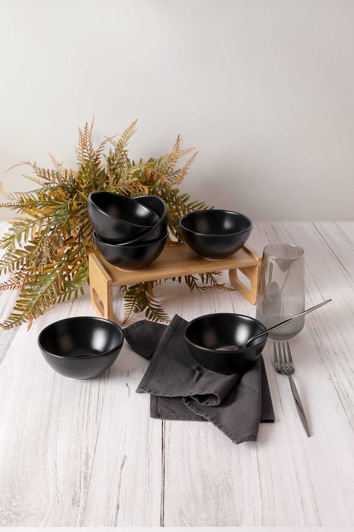 Matte Black Kera Bowl 12 cm 6 Pieces