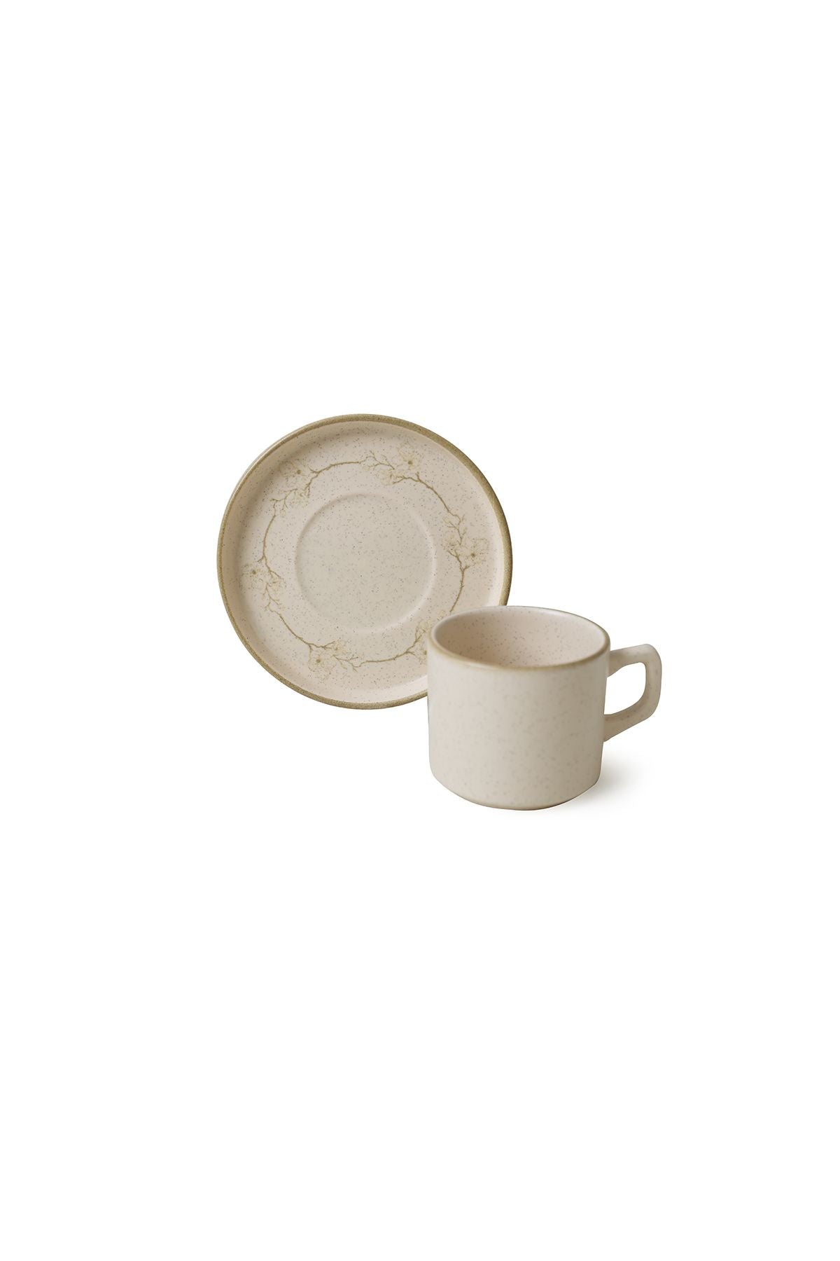 Taupe Bloom Stackable Tea Set 12 Pieces for 6 People
