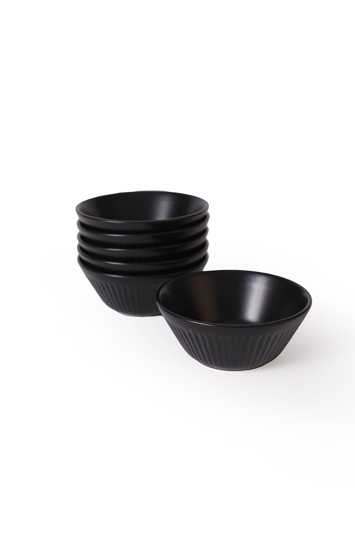 Matte Black Hittite Line Bowl 14 cm 6 Pieces