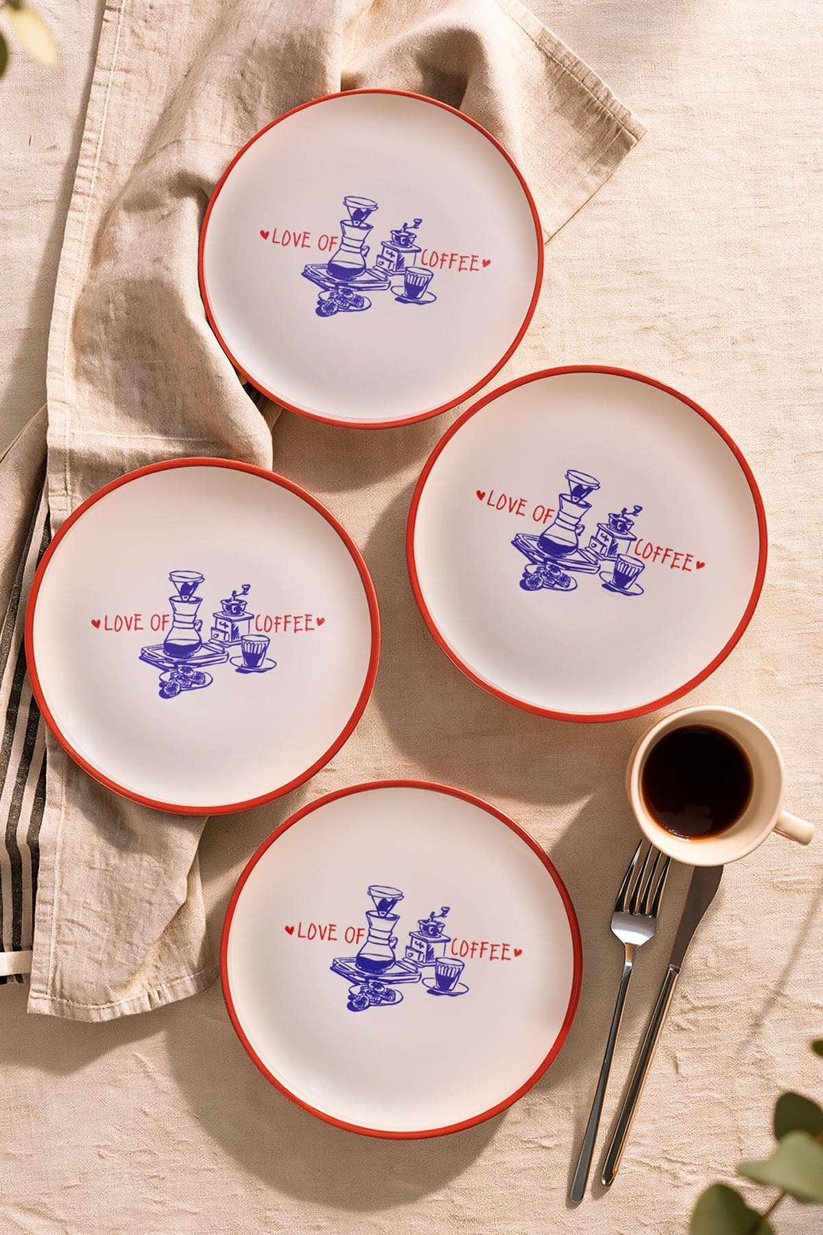Love Of Coffee Plate 20 cm 4 Pieces