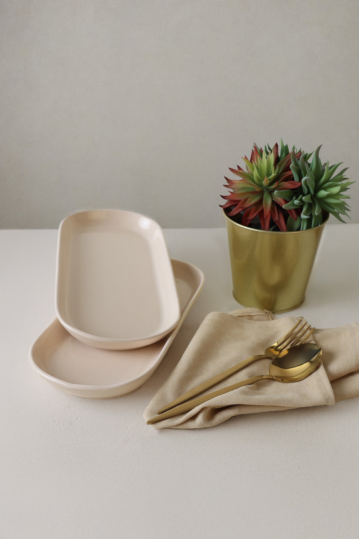 Cream Noyan Boat-Shaped Plate 28 cm 2 Pieces