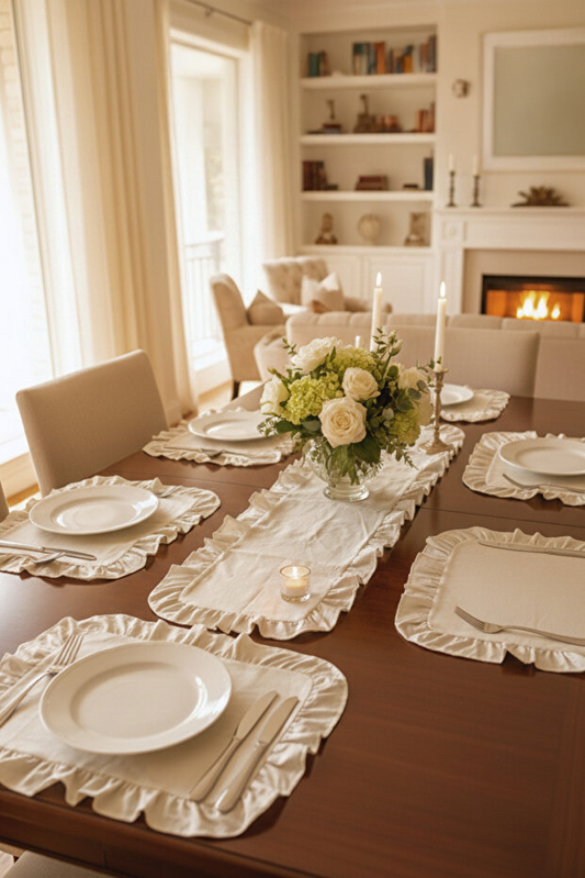 Ruffle 7 Piece Linen Set - Beige