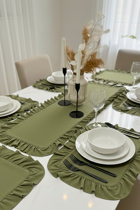 Ruffle 7 Piece Linen Set - Khaki