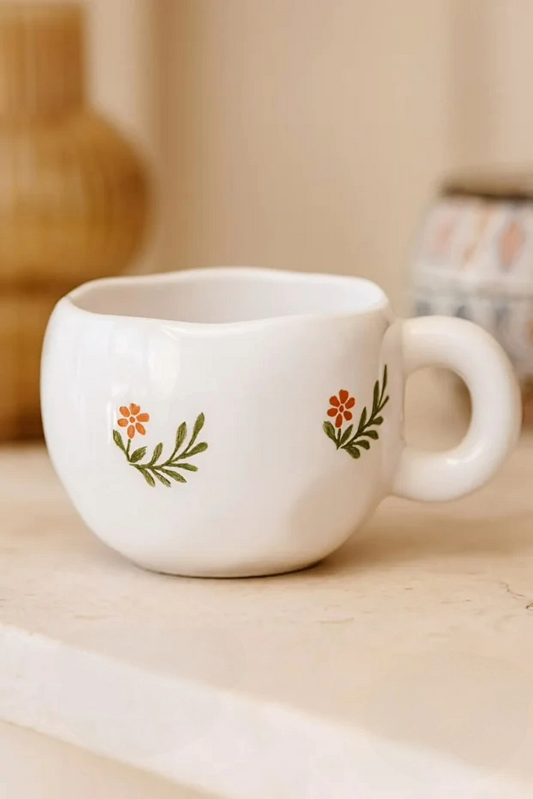 Handmade Ceramic Flower Themed Mug / Cup