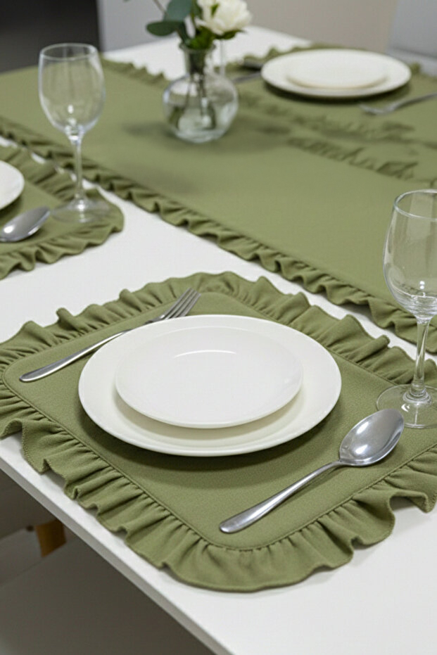 Ruffle 7 Piece Linen Set - Khaki