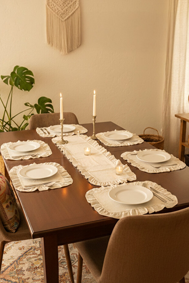 Ruffle 7 Piece Linen Set - Beige