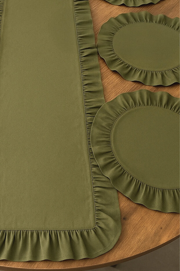 Ruffle 7 Piece Linen Set - Khaki