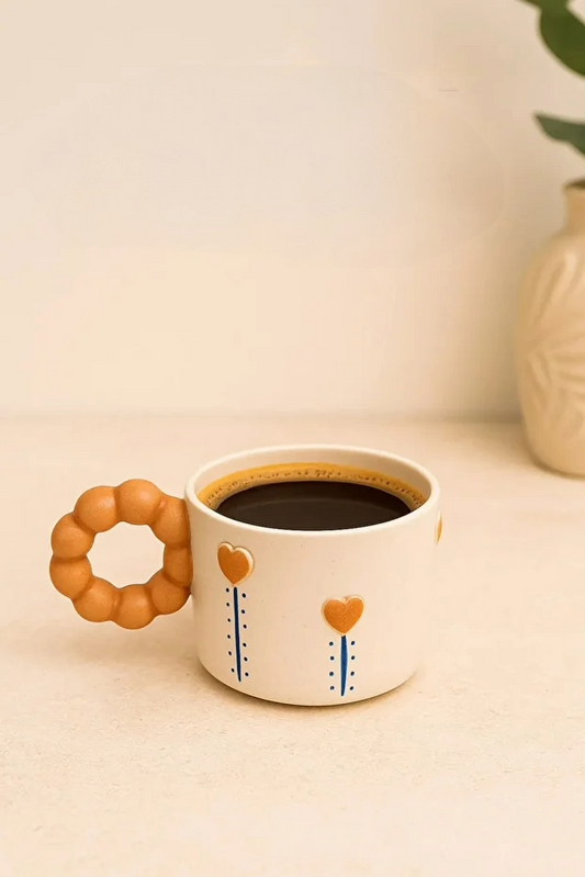 Handmade Ceramic Beaded Handle Mug / Cup