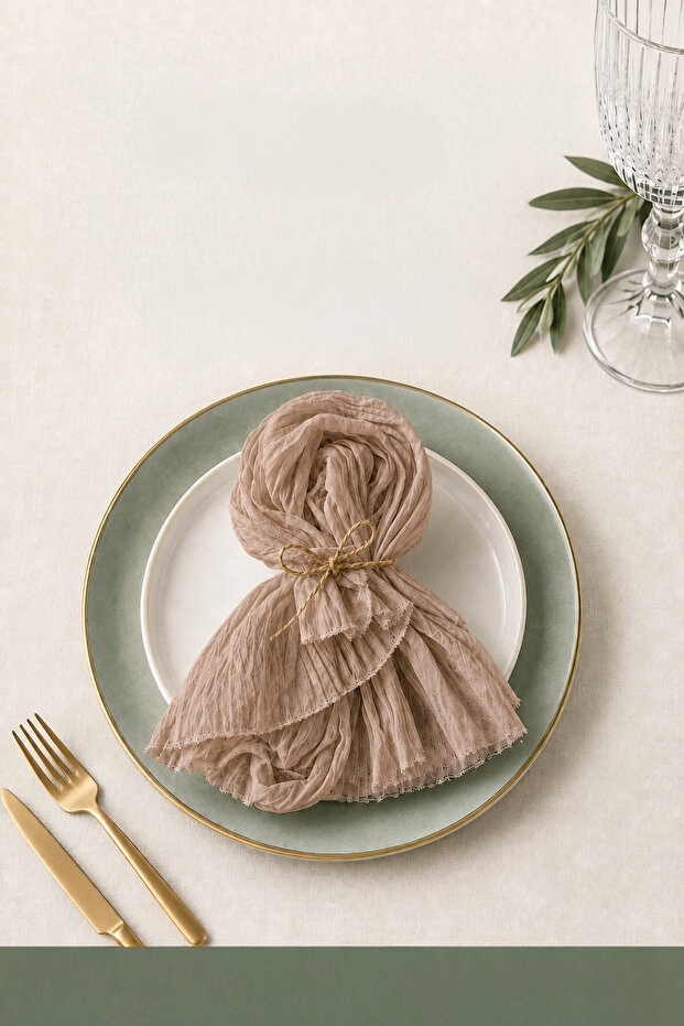 Nuvé 6 Piece Tulle Napkins - Beige