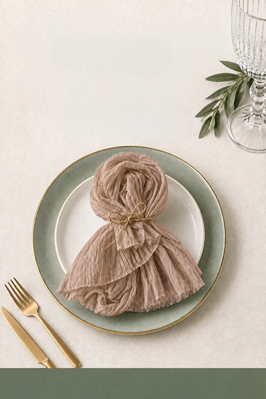 Nuvé 6 Piece Tulle Napkins - Beige