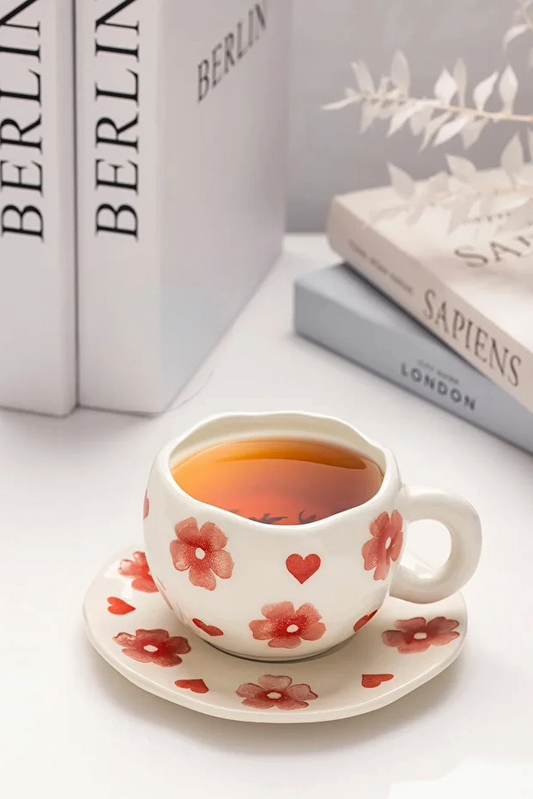 Handmade Ceramic Flower Coffee Cup Set / Mug