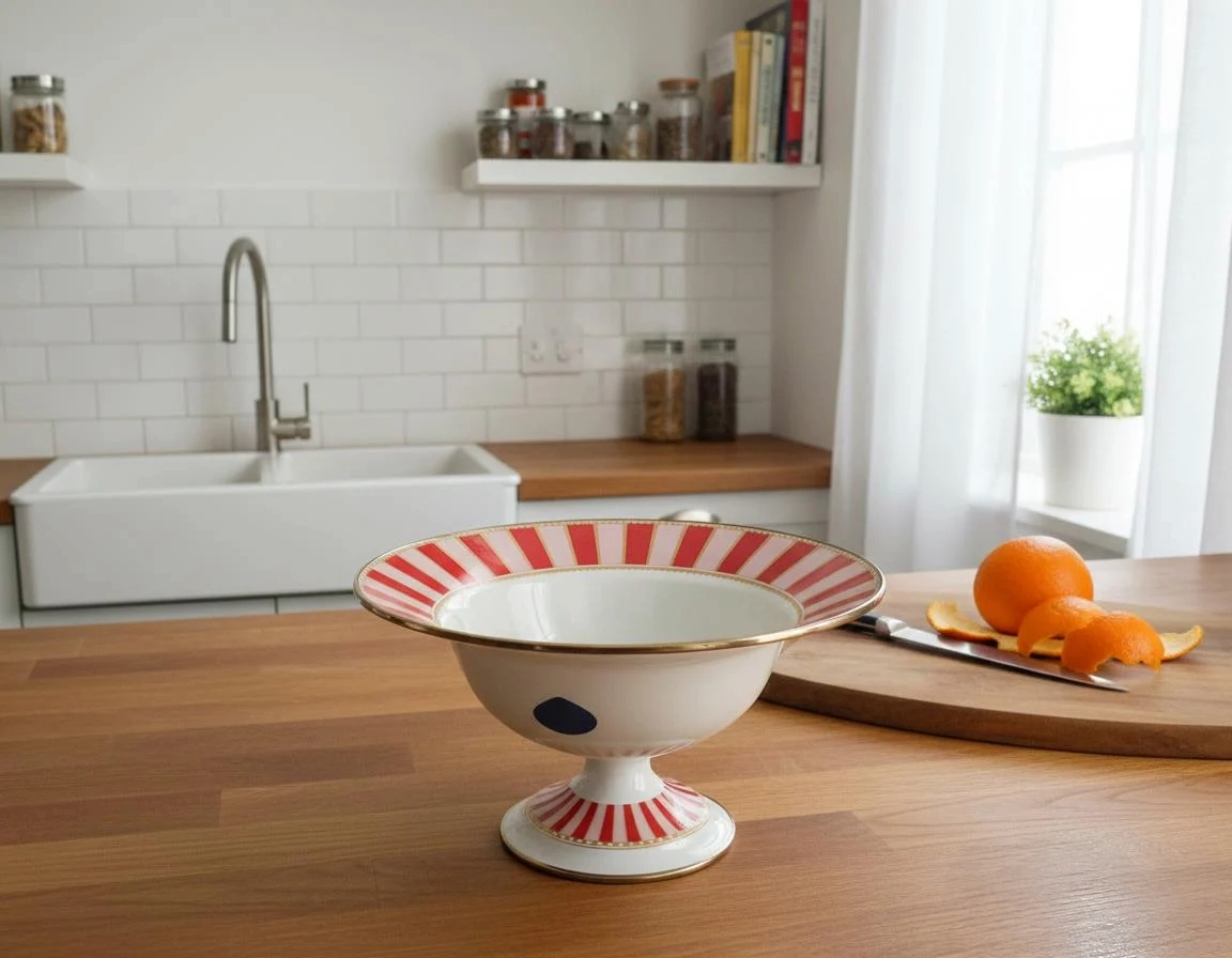 Bellissima Enamel Pedestal Fruit Bowl 30 cm