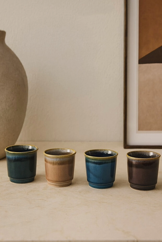 4 Piece Porcelain Scandinavian Glazed Coffee Cup Set