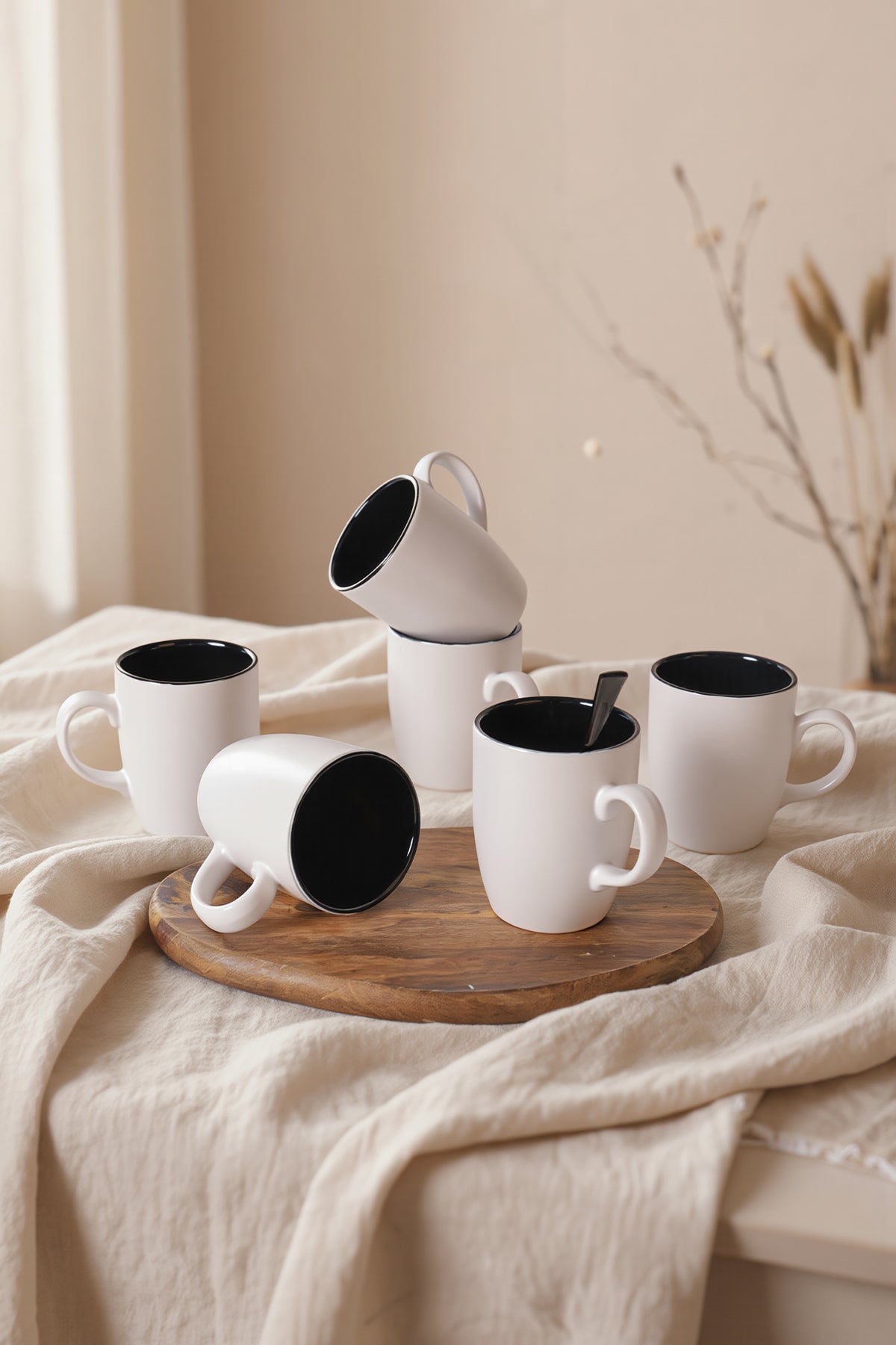 Matte White / Black Cloud Mug 9 cm 6 Pieces