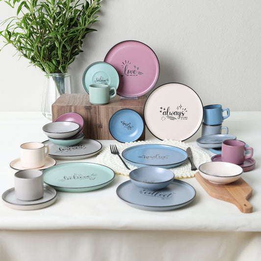 Rainbow Motto Breakfast Set 24 Pieces for 6 People