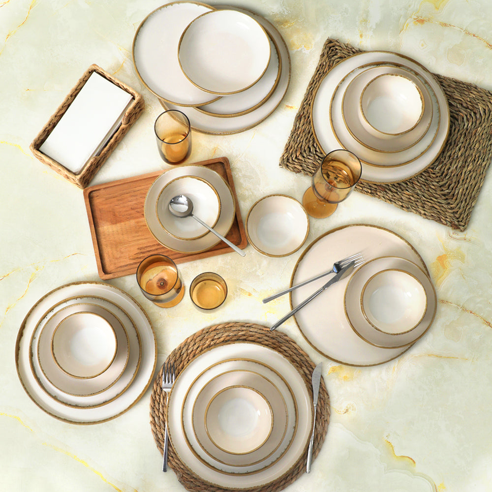 Straw Nordic Dinner Set 24 Pieces for 6 People