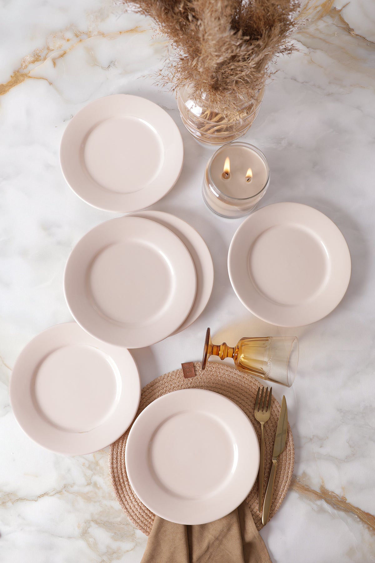 Cream Linda Pasta Plate 19 cm 6 Pieces