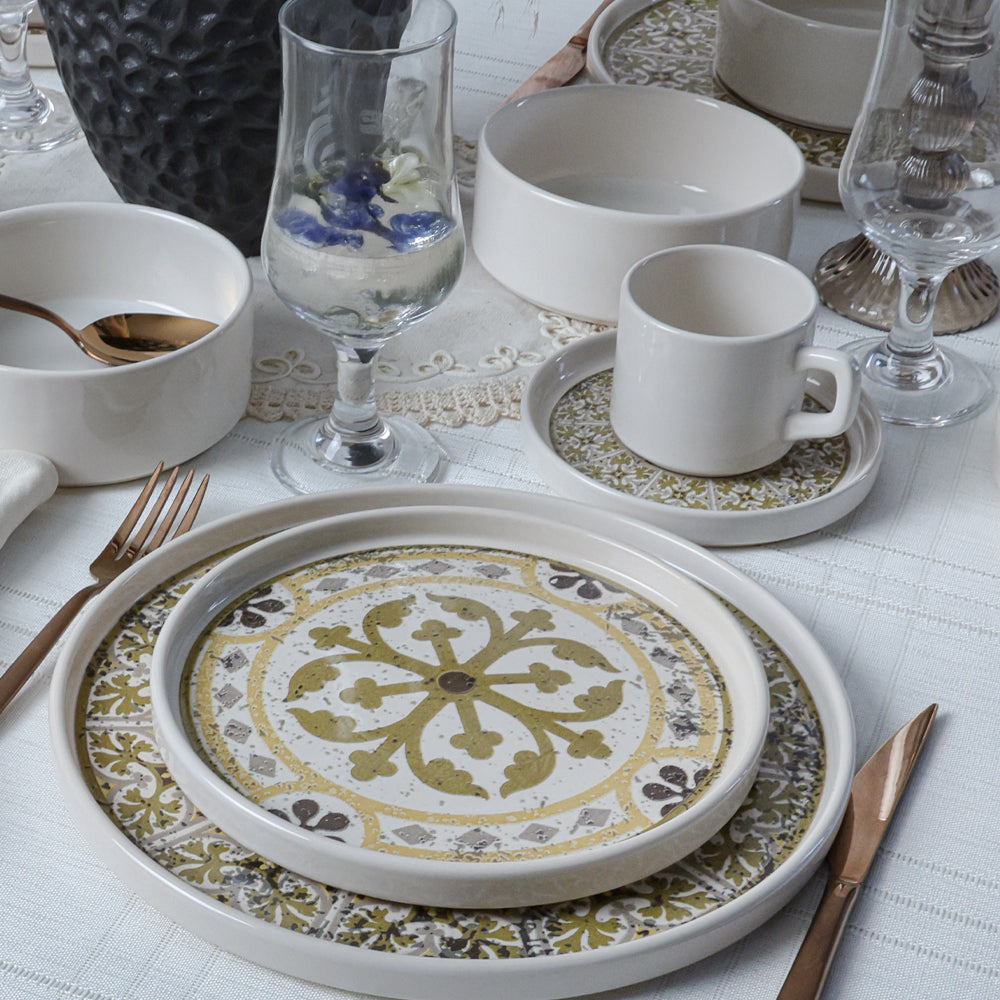Timeless Brown Stackable Dinner/Breakfast Set 20 Pieces for 4 People