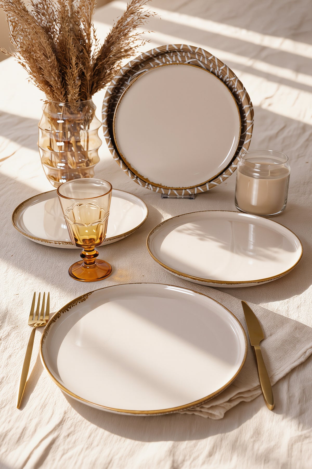 Straw Nordic Serving Plate 26 cm, 4 Pieces