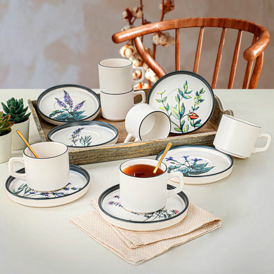 Flower Garden Stackable Tea Set 12 Pieces for 6 People